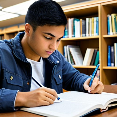 Home 27 Study Session**
A student fully clothed in casual attire, studying diligently at a library desk surrounded by textbooks and practice exams, safe for work, appropriate content, perfect anatomy, well-formed hands, natural proportions, soft lighting, academic environment, family-friendly.
**