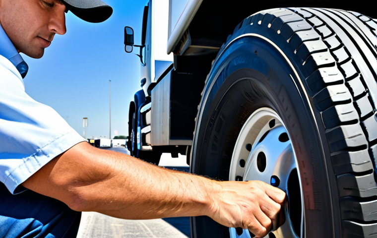 Pre-Trip Inspection**
"A professional truck driver in appropriate attire, meticulously inspecting the tires of a semi-truck, using a tire depth gauge. The truck is parked at a truck stop. Focus on the driver's hands and the tire. Background blurred. Safe for work, fully clothed, appropriate content, perfect anatomy, correct proportions, professional inspection, high quality, well-formed hands, proper finger count, natural body proportions."
**