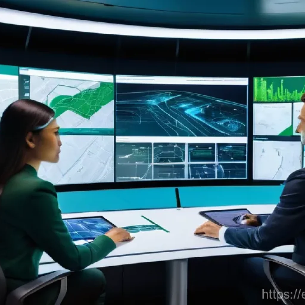 교통관련 공학과 자격증 연계성 - **Prompt:** "A diverse team of transportation engineers, both male and female, in a high-tech contro...