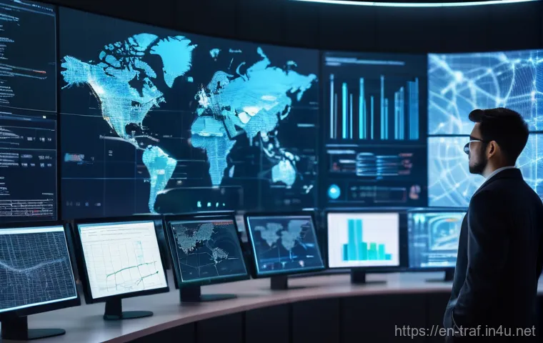 교통직 커리어 성공 사례 - **Prompt: Data Scientist in a Smart Logistics Control Center**
A highly detailed, wide-angle sho...