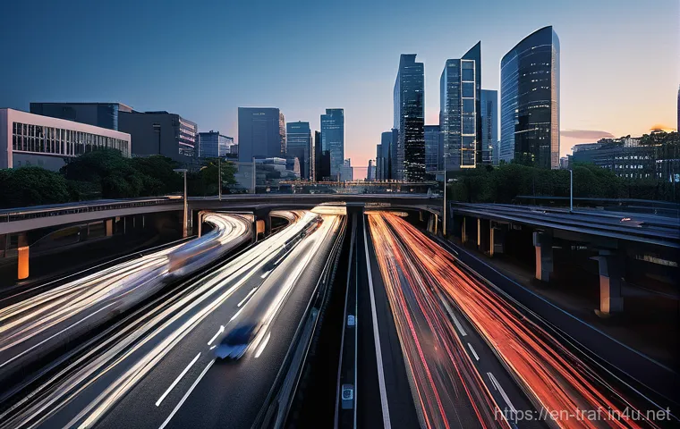 교통 관련 필수 서적 추천 - **Prompt 1: The Daily Commute Deconstructed**
A realistic, high-angle wide shot of a bustling ur...