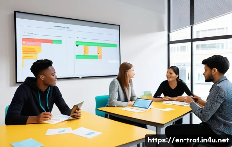 교통직 자격증 필기시험 점수 전략 - **Scene: Active Learning in a Modern Study Hub**
A vibrant, contemporary study lounge or co-work...