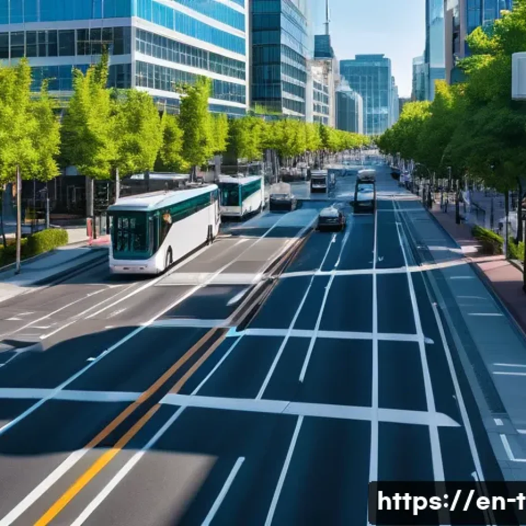 교통직 실무에서 발생하는 주요 이슈 - A bustling urban intersection during rush hour in a modern North American city, featuring adaptive s...