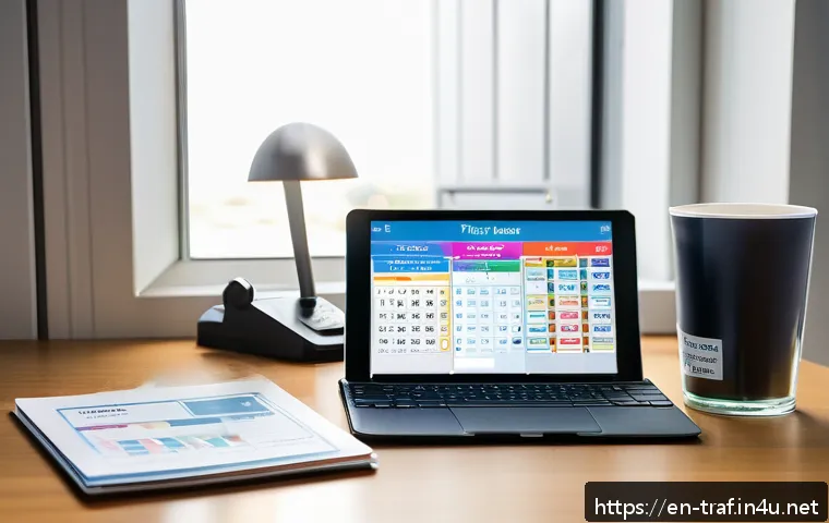 교통직 필기시험 준비 사례 공유 - A well-organized study desk for a traffic officer exam candidate, featuring neatly arranged official...